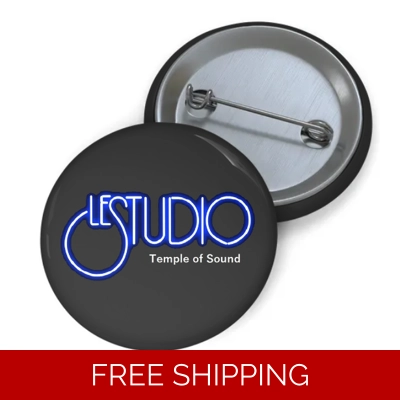 Custom Pin Button Le Studio White & Blue Logo TOS